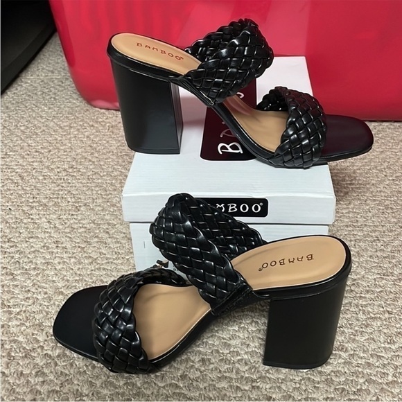 size 10 Bamboo black block heel sandals - Picture 4 of 5
